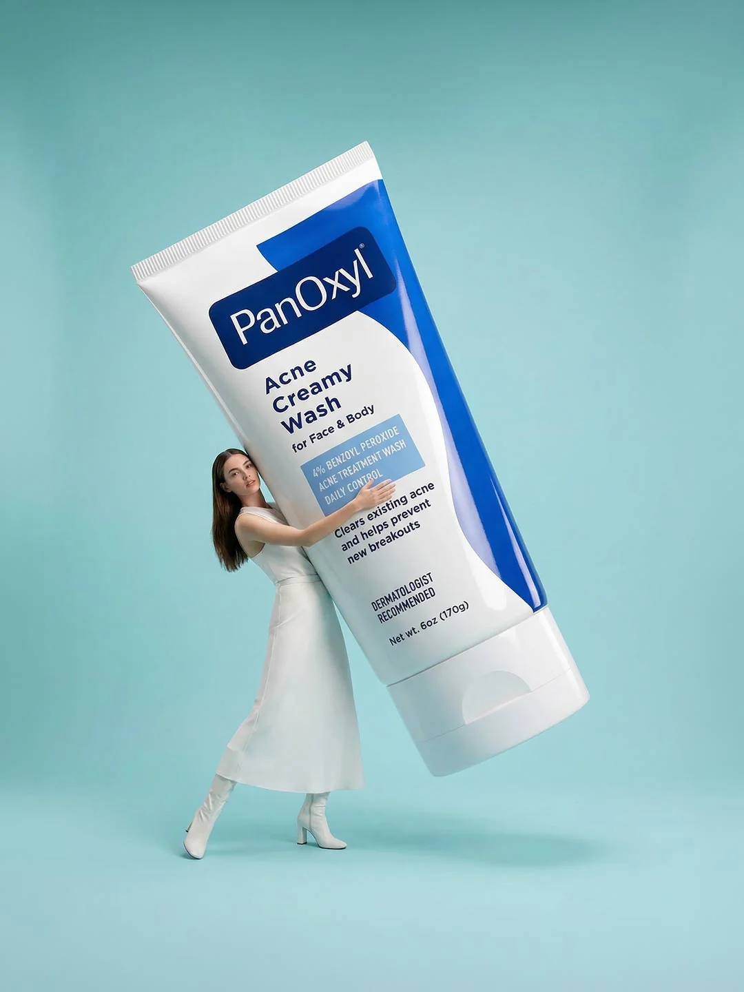 PanoOxyl Acne Creamy Wash, 4% Benzoyl Peroxide, 6 Oz White - Image 5