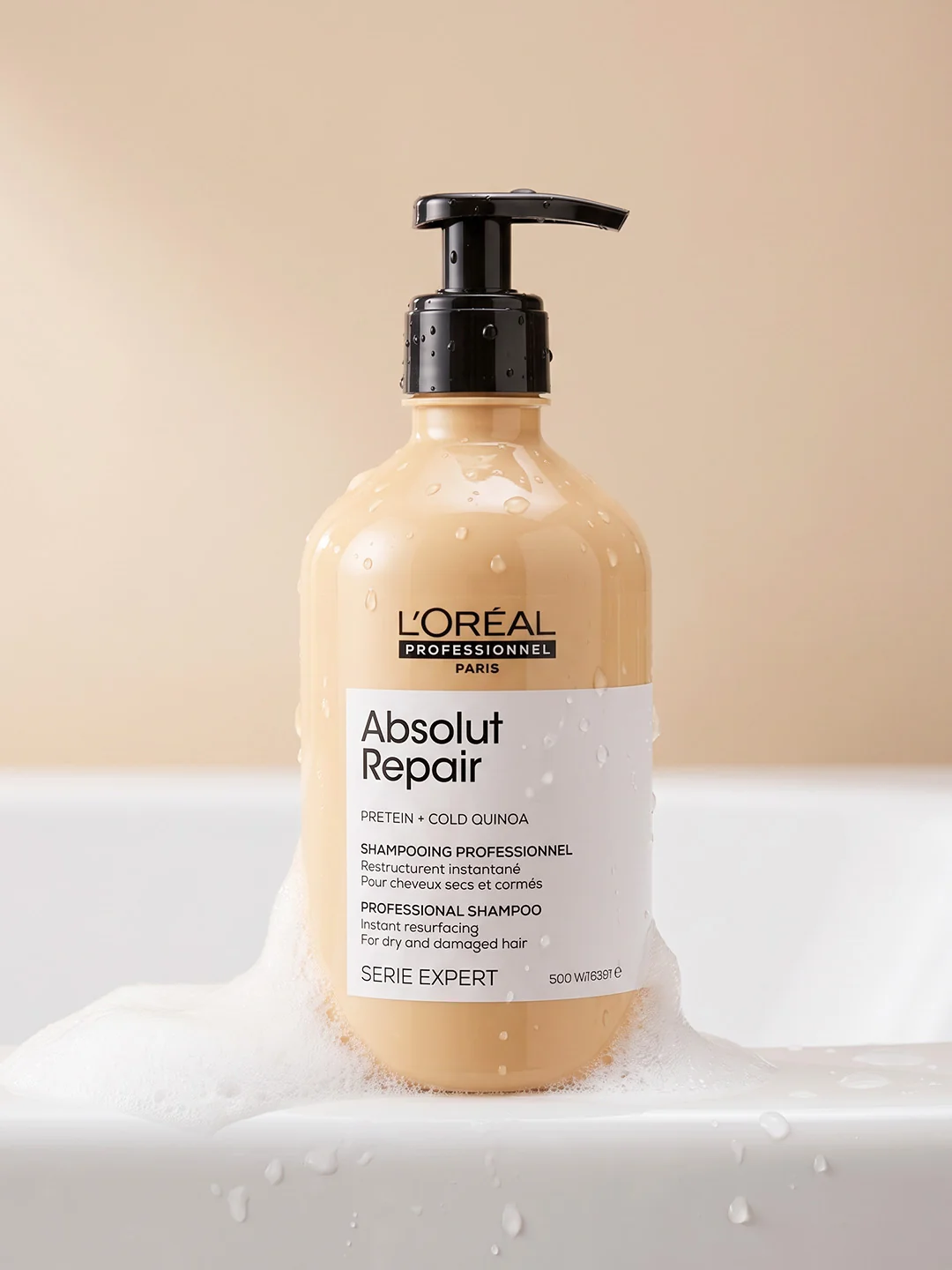 L’Oréal Professional – Absolut Repair Protein + Gold Quinoa Shampoo (500 ml) - Image 2